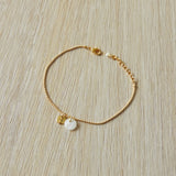 Bracelet "Angel" laiton doré or 24K, Nacre