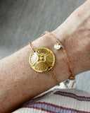 Bracelet "Diane" laiton doré or 24K, pierres fines