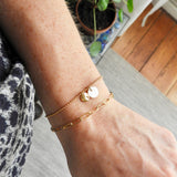 Bracelet "Angel" laiton doré or 24K, Nacre