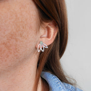 Clous d'oreilles Olivia, argent 925 et pierres semi-précieuses