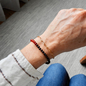 Bracelet "Augusta", perles cornaline et oeil de taureau